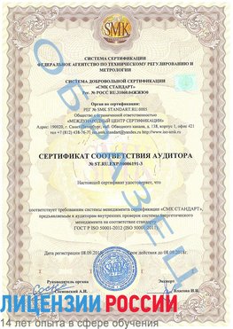 Образец сертификата соответствия аудитора №ST.RU.EXP.00006191-3 Боровичи Сертификат ISO 50001